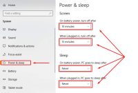 How to configure power and sleep settings on a laptop